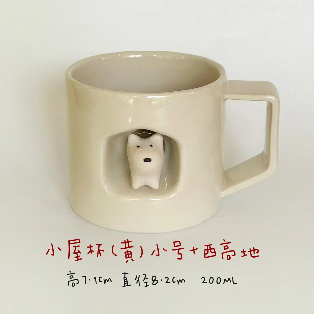Magnetic dog-shaped coffee cup - PetCeramicArt