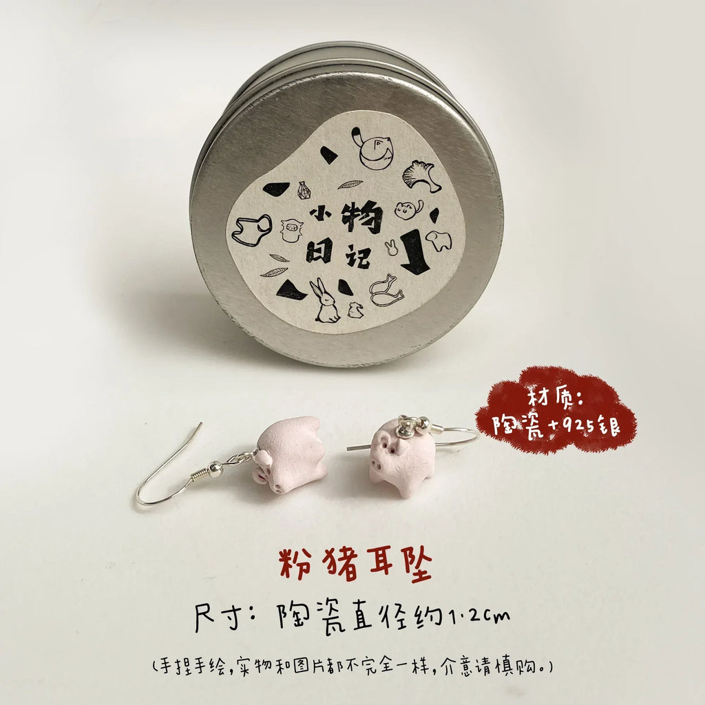 Handmade earrings | Ceramic animal designs - PetCeramicArt