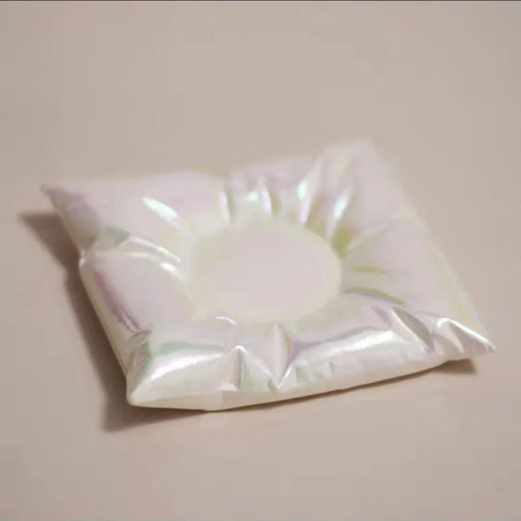 Ceramic candle holder base | Pillow shape - PetCeramicArt