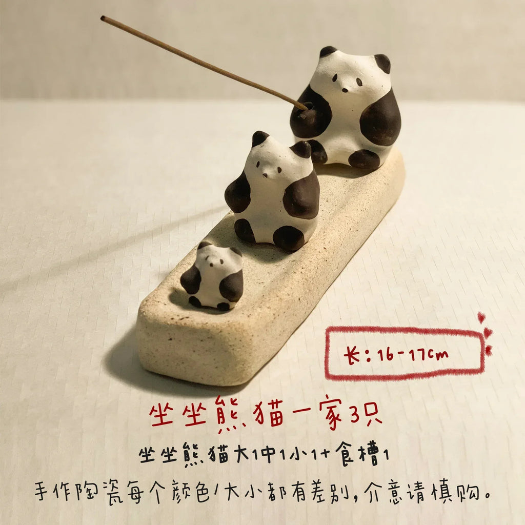 Panda ceramic ornaments | Handmade doll set - PetCeramicArt