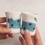 Couple's mugs | Handmade sausage cat - PetCeramicArt