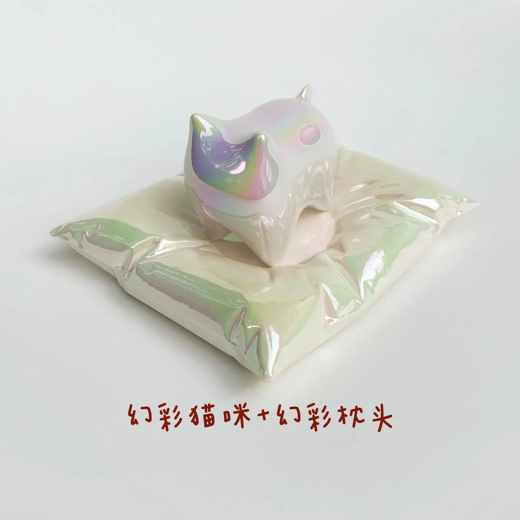 Ceramic candle holder base | Pillow shape - PetCeramicArt