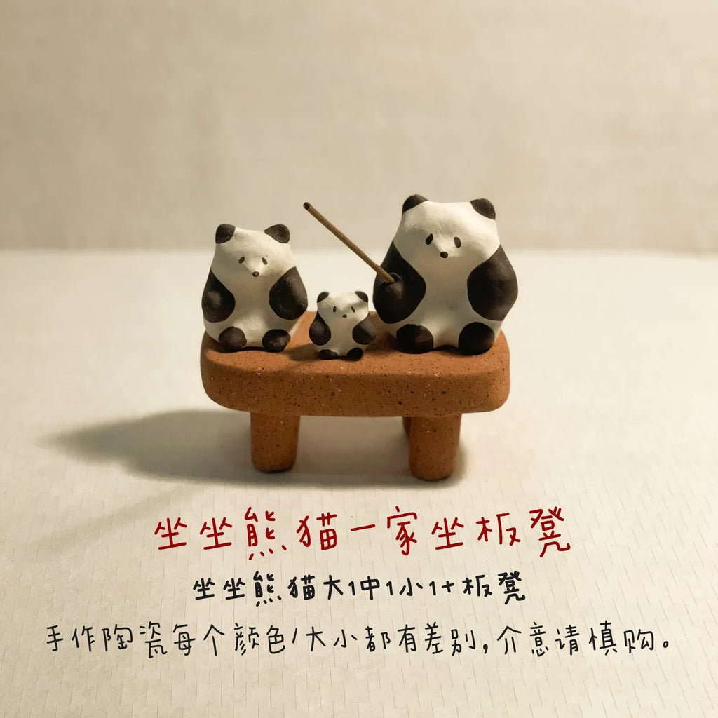 Panda ceramic ornaments | Handmade doll set - PetCeramicArt