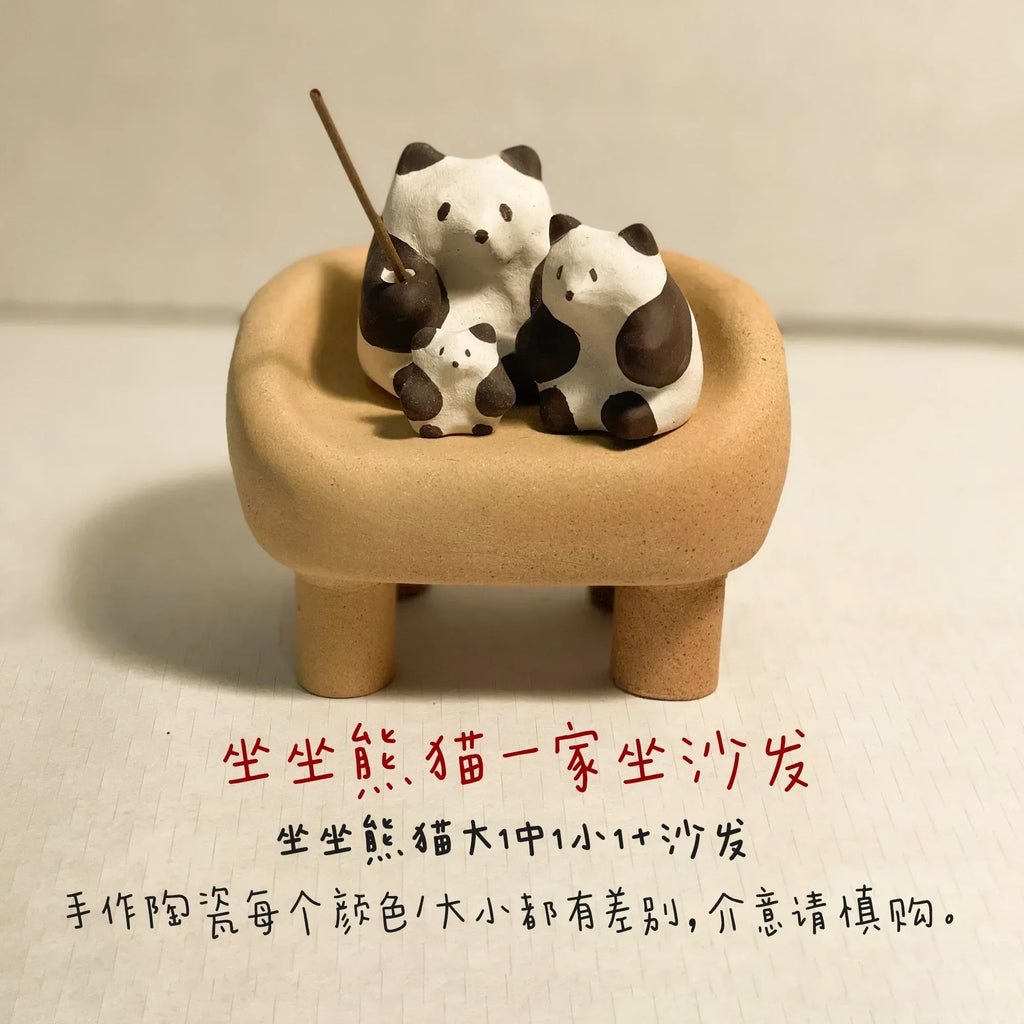 Panda ceramic ornaments | Handmade doll set - PetCeramicArt