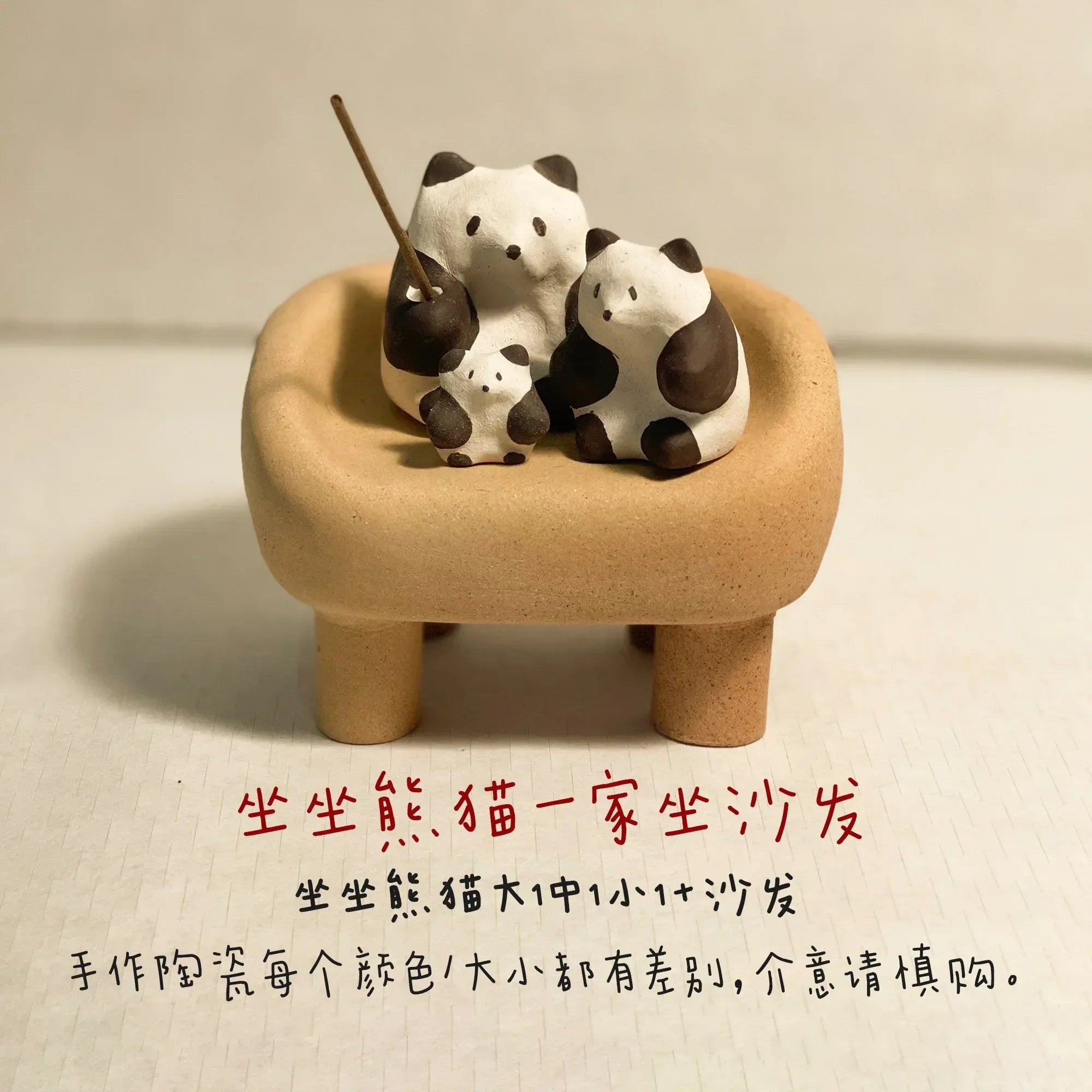 Panda ceramic ornaments | Handmade doll set - PetCeramicArt