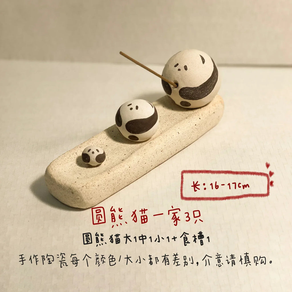 Panda ceramic ornaments | Handmade doll set - PetCeramicArt