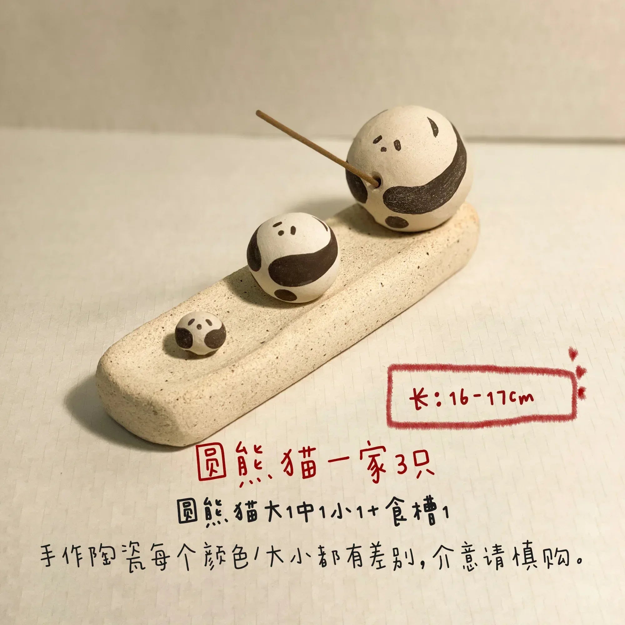 Panda ceramic ornaments | Handmade doll set - PetCeramicArt