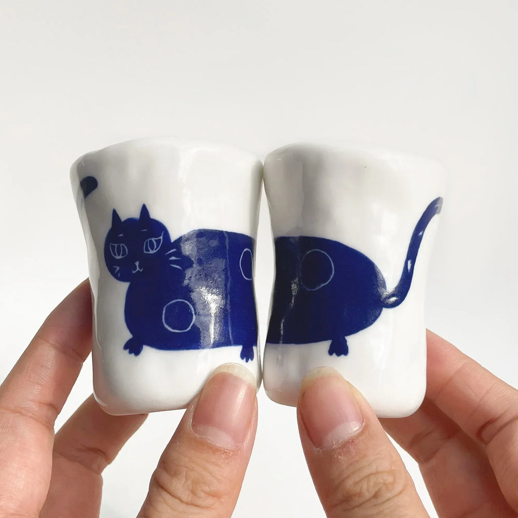 Couple's mugs | Handmade sausage cat - PetCeramicArt