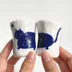 Couple's mugs | Handmade sausage cat - PetCeramicArt