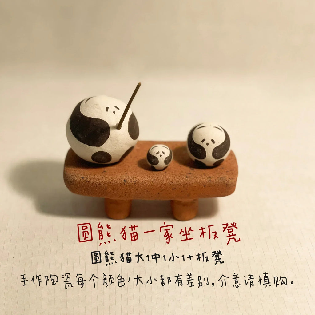 Panda ceramic ornaments | Handmade doll set - PetCeramicArt