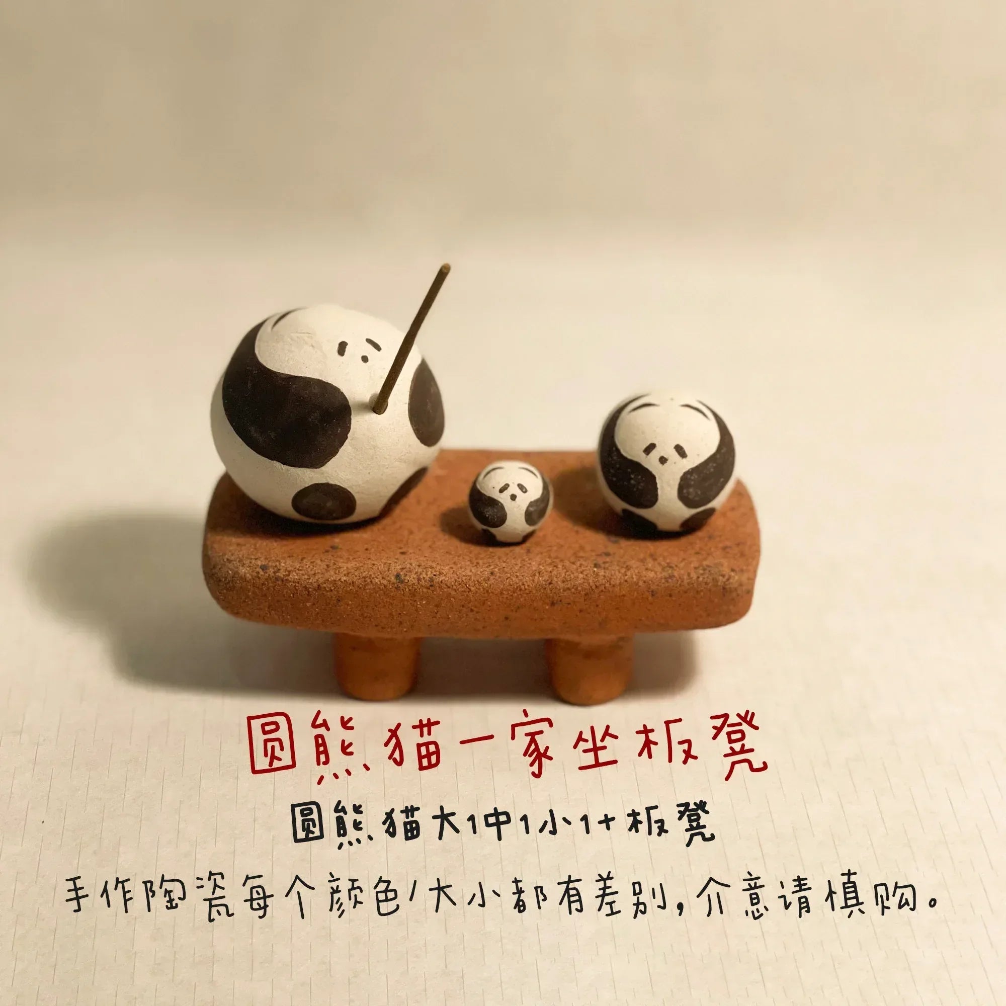 Panda ceramic ornaments | Handmade doll set - PetCeramicArt