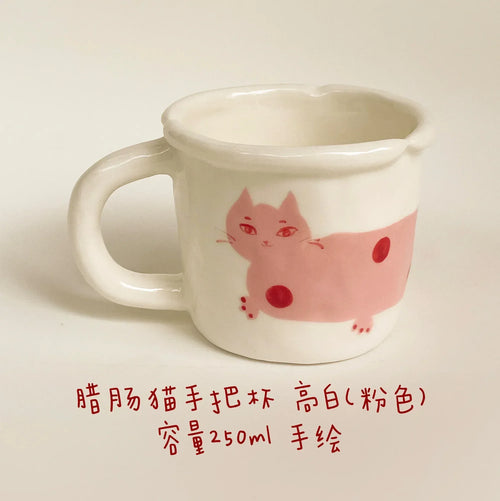 Ceramic coffee cup | Hand-painted dachshund design - PetCeramicArt