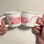 Hand-painted ceramic coffee cup | Dachshund Cat Handmade Cat - PetCeramicArt