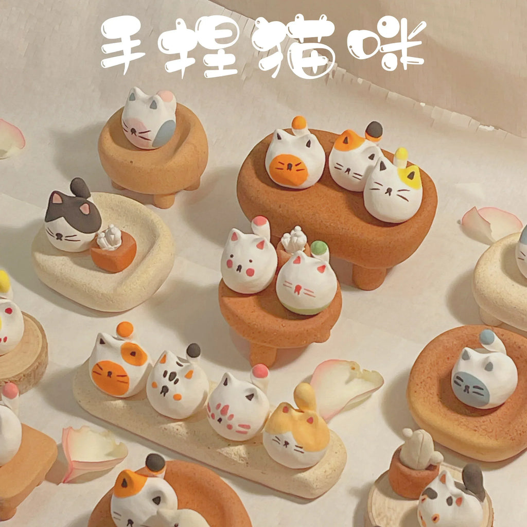 Sculpted kitten figurine | Handmade clay gift - PetCeramicArt