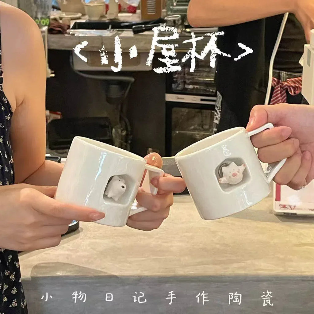 Magnetic dog-shaped coffee cup - PetCeramicArt