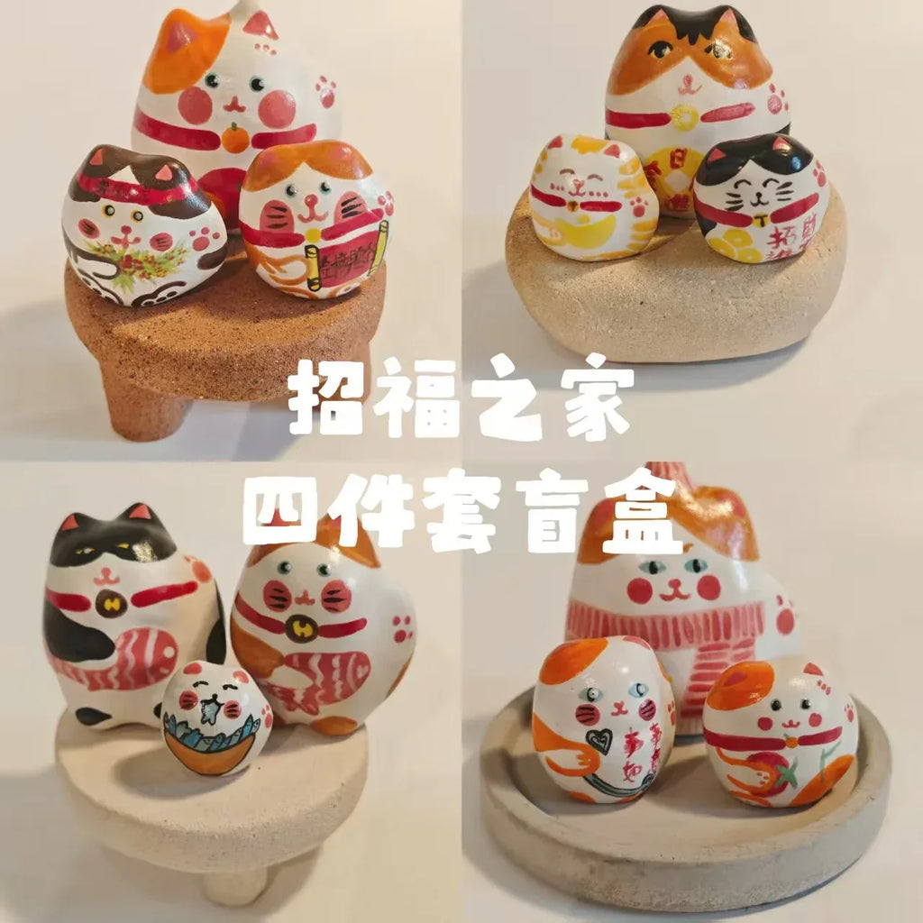 Lucky Cat Figurine | Handmade Gift Set - PetCeramicArt