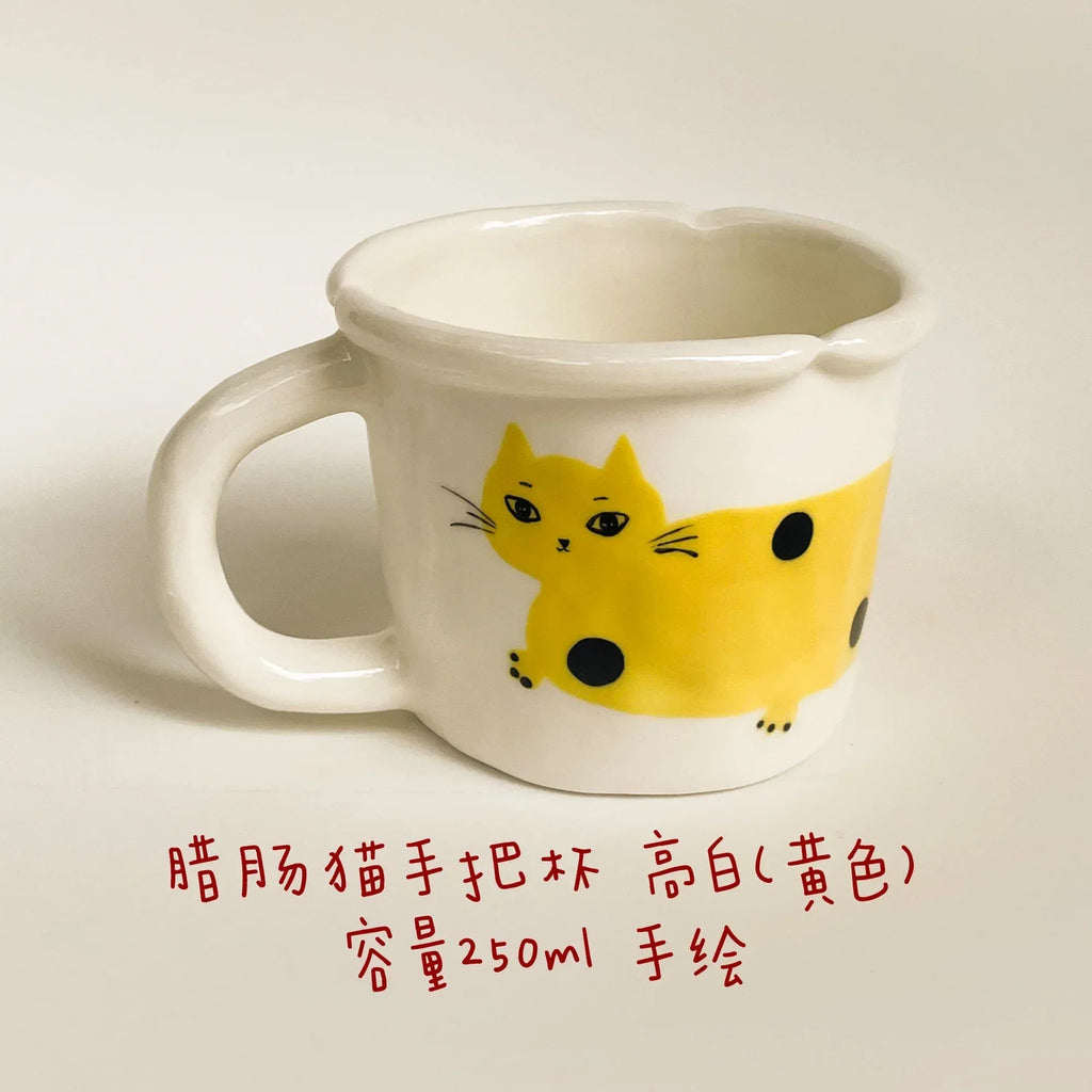 Ceramic coffee cup | Hand-painted dachshund design - PetCeramicArt