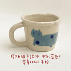 Hand-painted ceramic coffee cup | Dachshund Cat Handmade Cat - PetCeramicArt