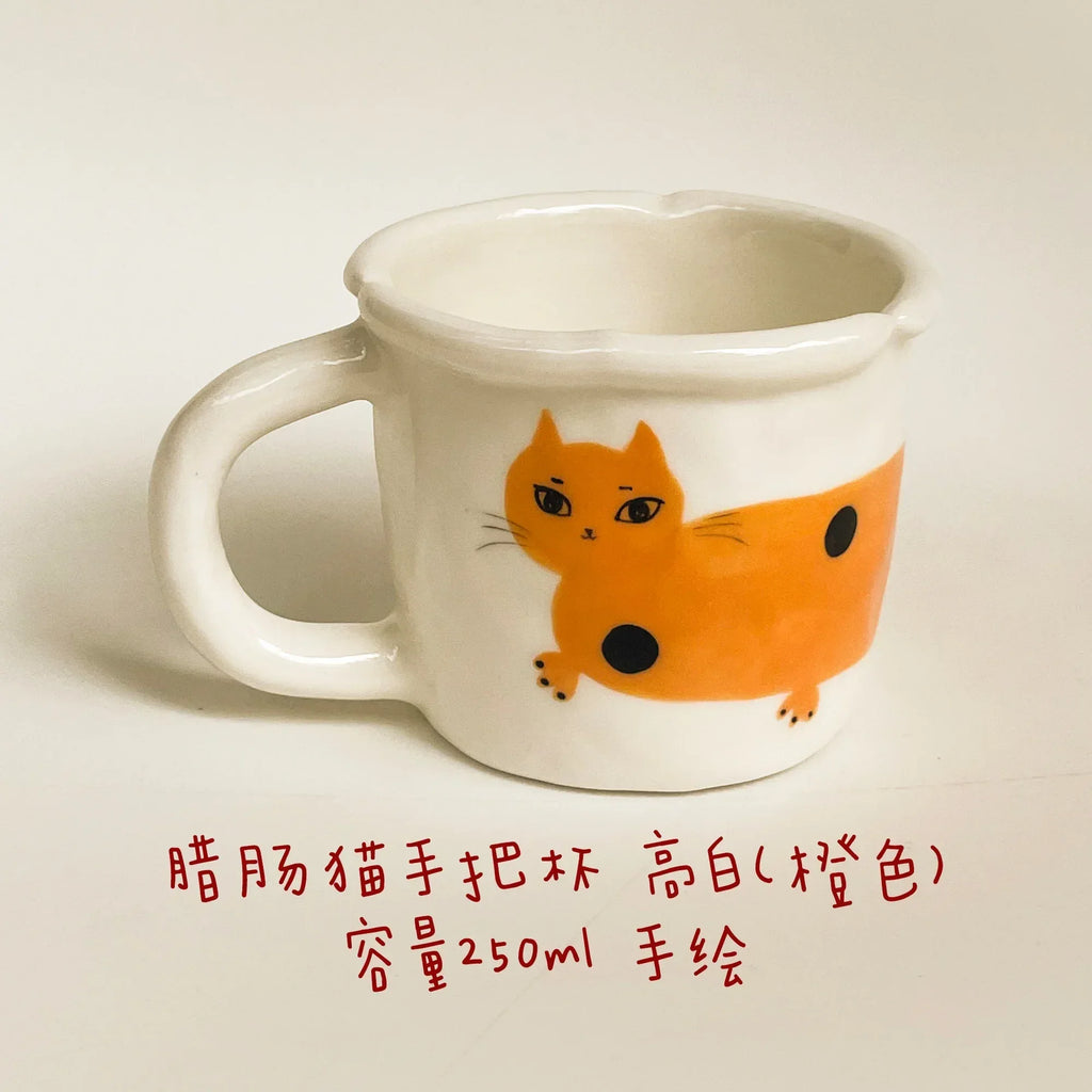 Ceramic coffee cup | Hand-painted dachshund design - PetCeramicArt