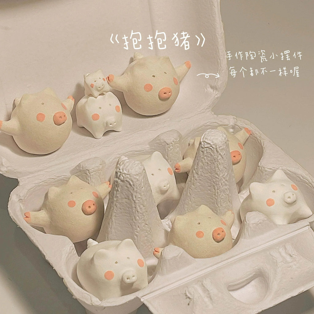 Pig figurines | Cute pig plush toys - PetCeramicArt