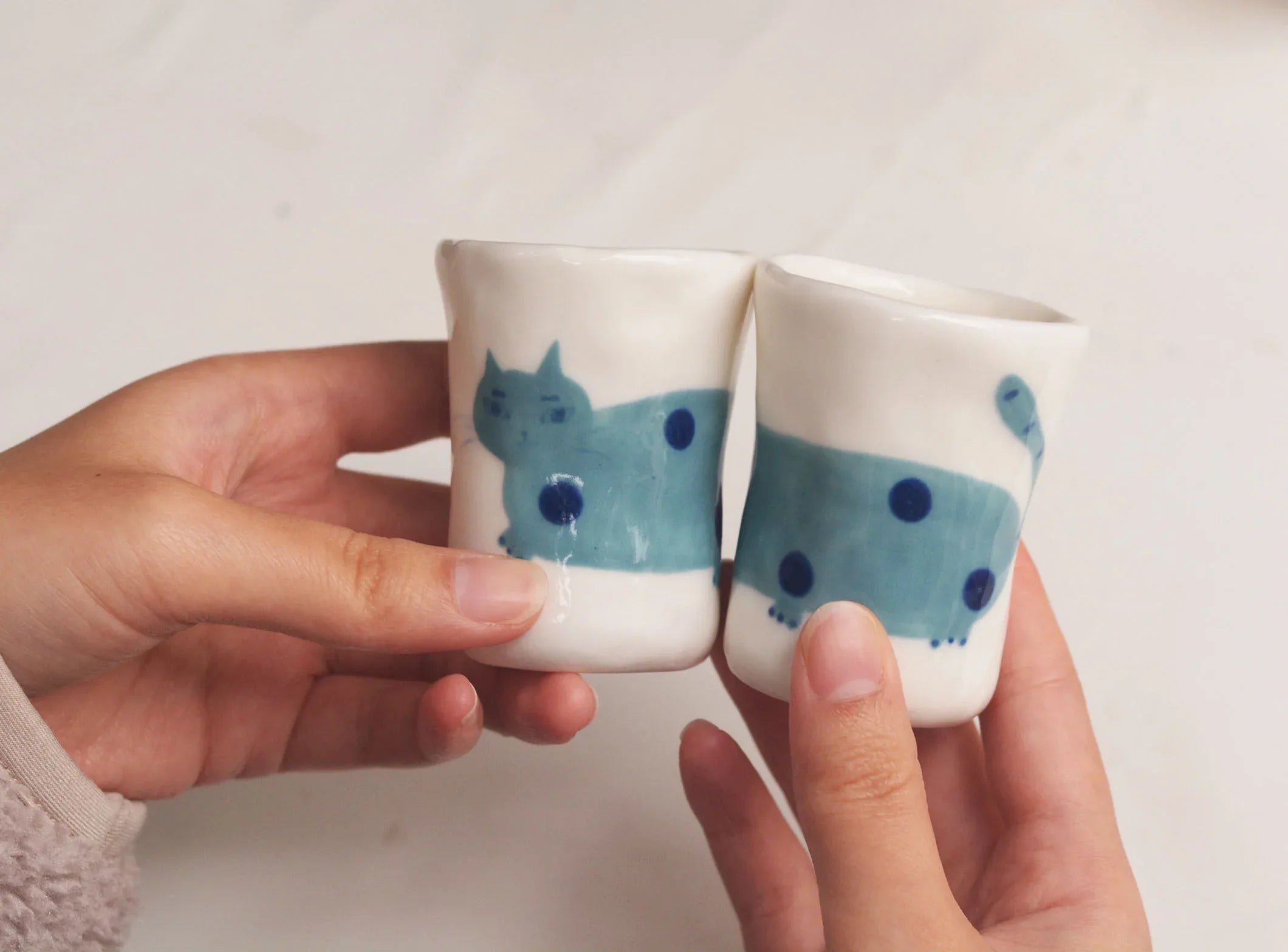 Ceramic hand-held cup | Dachshund mini cup - PetCeramicArt
