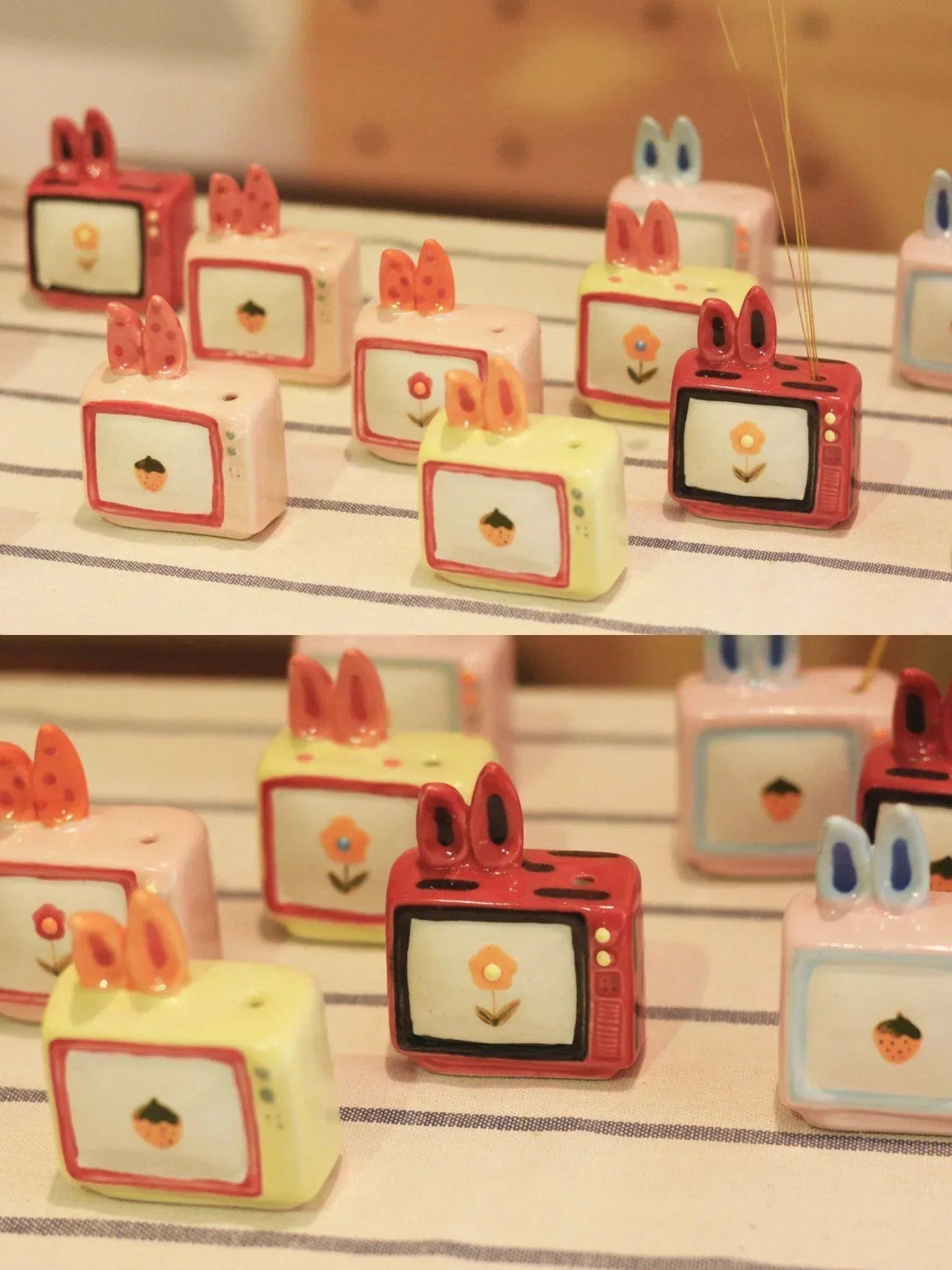 Ceramic refrigerator magnets | Retro painted television - PetCeramicArt