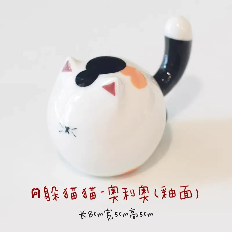 Round cat figurine - PetCeramicArt