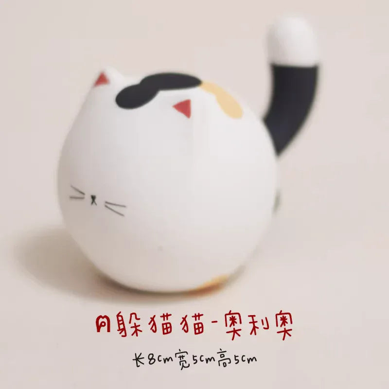 Round cat figurine - PetCeramicArt