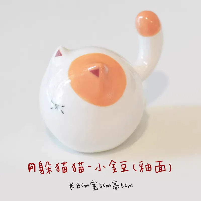 Round cat figurine - PetCeramicArt