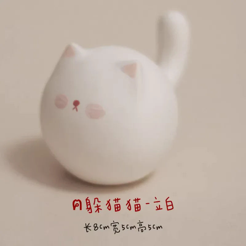Round cat figurine - PetCeramicArt