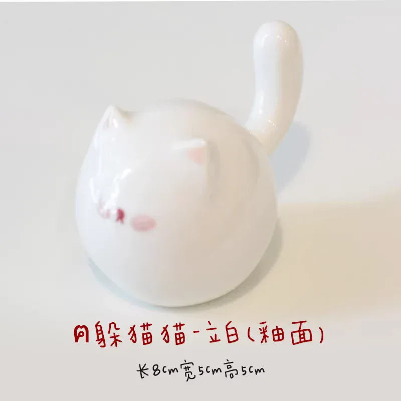 Round cat figurine - PetCeramicArt