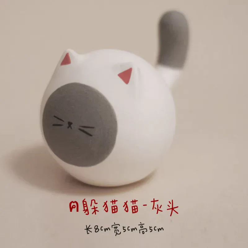 Round cat figurine - PetCeramicArt