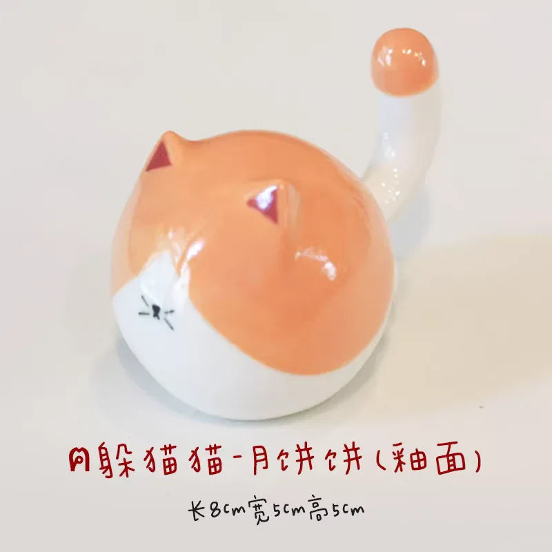 Round cat figurine - PetCeramicArt