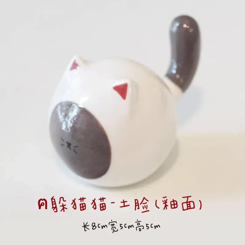 Round cat figurine - PetCeramicArt